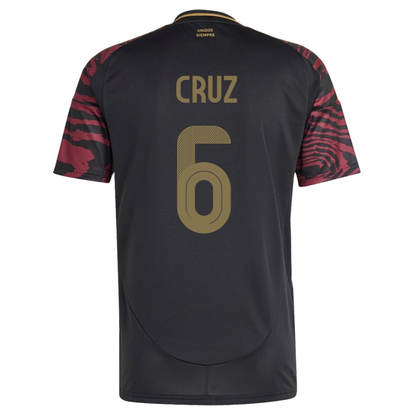 Uomo Maglia Perù Esteban Cruz #6 Nero Kit Gara Away 24-26 Maglietta