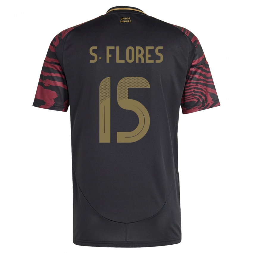 Uomo Maglia Perù Scarleth Flores #15 Nero Kit Gara Away 24-26 Maglietta