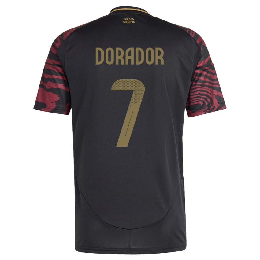 Uomo Maglia Perù Sandy Dorador #7 Nero Kit Gara Away 24-26 Maglietta