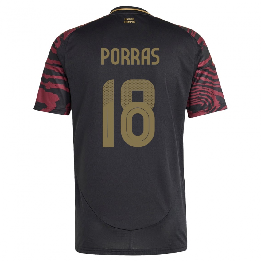 Uomo Maglia Perù Sashenka Porras #18 Nero Kit Gara Away 24-26 Maglietta