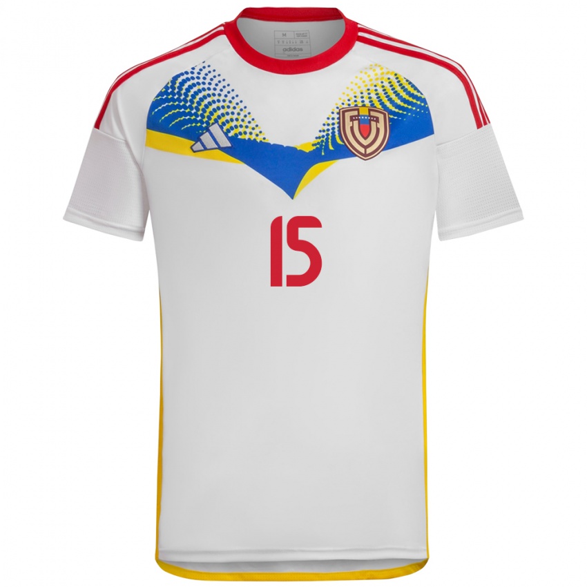 Uomo Maglia Venezuela Cesar Da Silva #15 Bianco Kit Gara Away 24-26 Maglietta