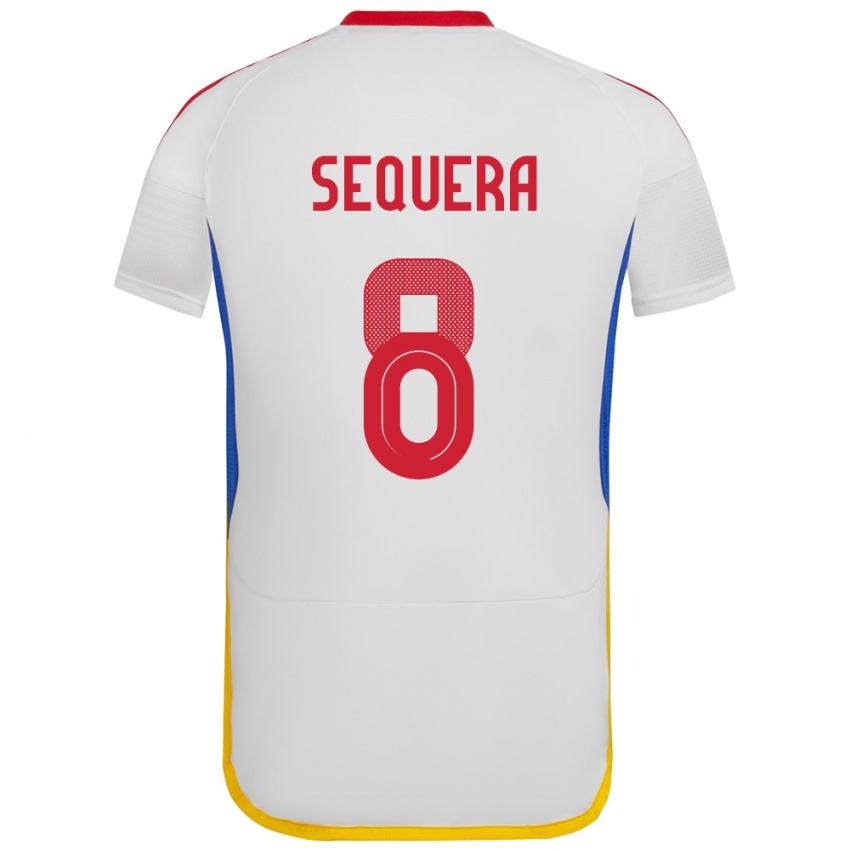 Uomo Maglia Venezuela Giovanny Sequera #8 Bianco Kit Gara Away 24-26 Maglietta