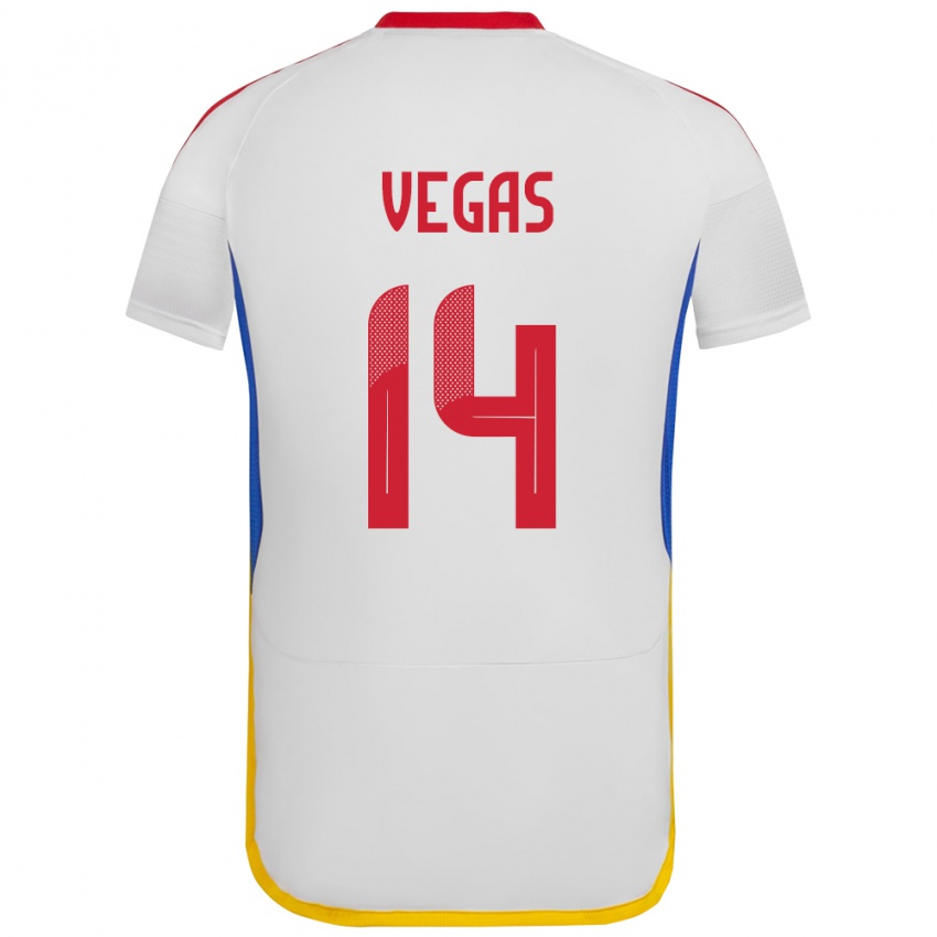 Uomo Maglia Venezuela Miguel Vegas #14 Bianco Kit Gara Away 24-26 Maglietta