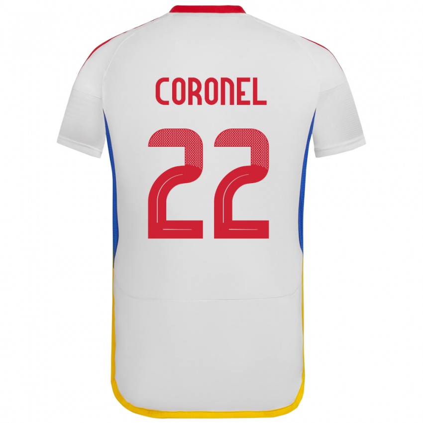 Uomo Maglia Venezuela Nohelis Coronel #22 Bianco Kit Gara Away 24-26 Maglietta