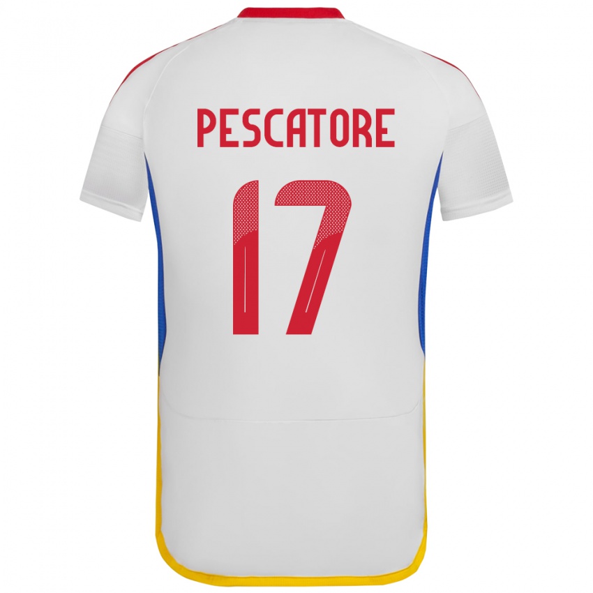 Uomo Maglia Venezuela Camila Pescatore #17 Bianco Kit Gara Away 24-26 Maglietta