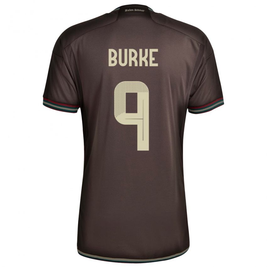 Uomo Maglia Giamaica Cory Burke #9 Marrone Notte Kit Gara Away 24-26 Maglietta