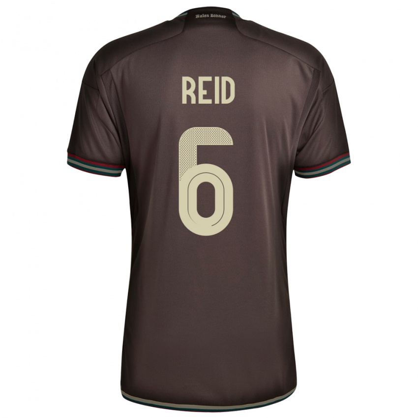 Uomo Maglia Giamaica Lauren Reid #6 Marrone Notte Kit Gara Away 24-26 Maglietta