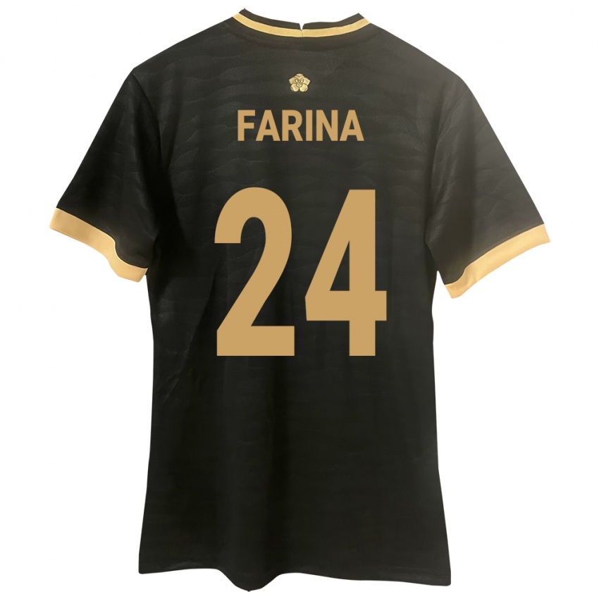 Uomo Maglia Panamá Edgardo Fariña #24 Nero Kit Gara Away 24-26 Maglietta