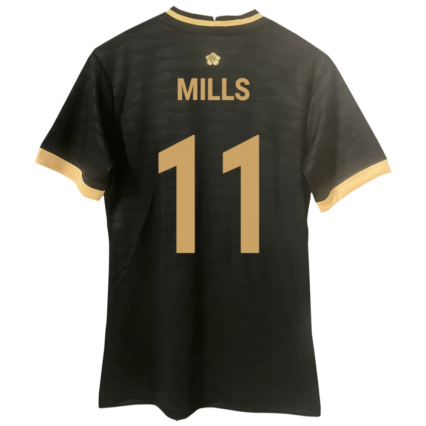 Uomo Maglia Panamá Natalia Mills #11 Nero Kit Gara Away 24-26 Maglietta