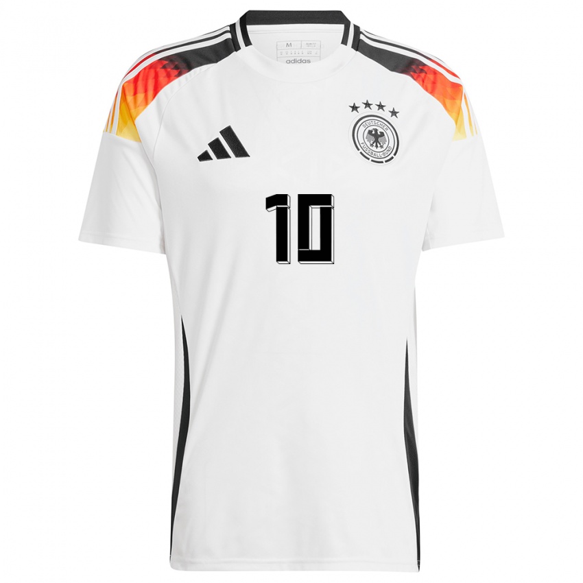 Donna Maglia Germania Jamal Musiala #10 Bianco Kit Gara Home 24-26 Maglietta