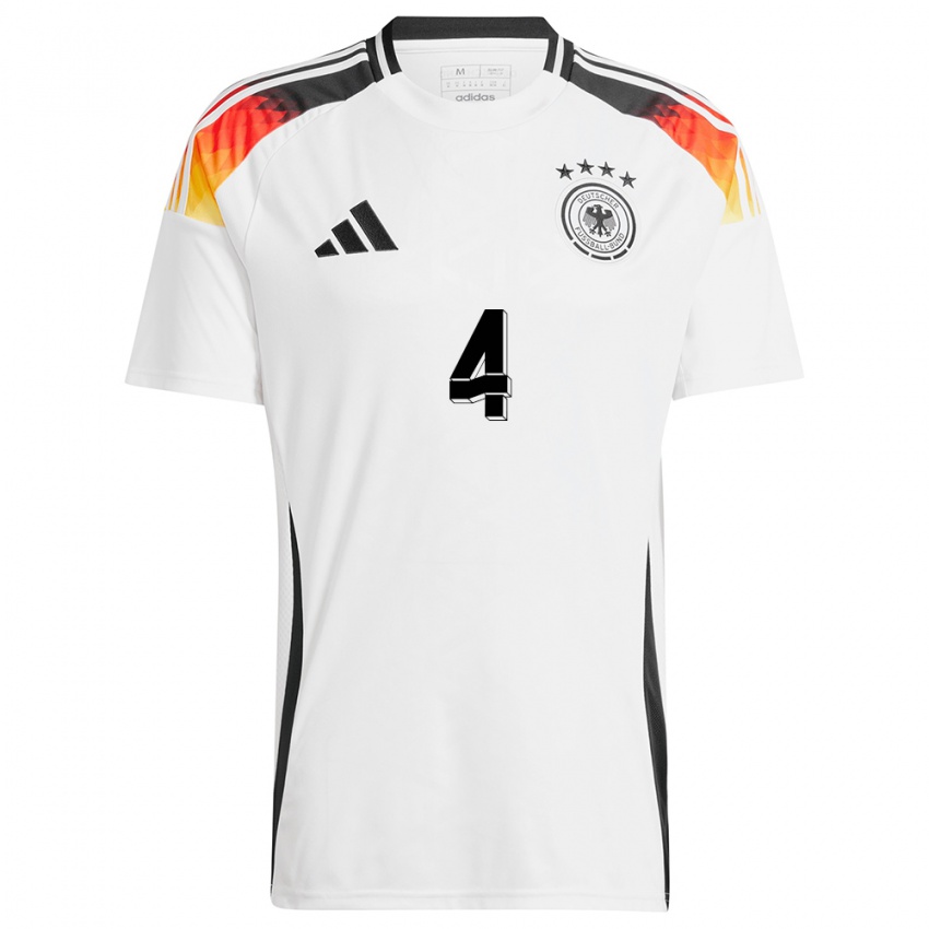 Donna Maglia Germania Matthias Ginter #4 Bianco Kit Gara Home 24-26 Maglietta