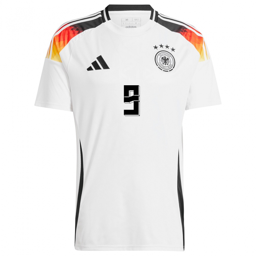 Donna Maglia Germania Kevin Volland #9 Bianco Kit Gara Home 24-26 Maglietta