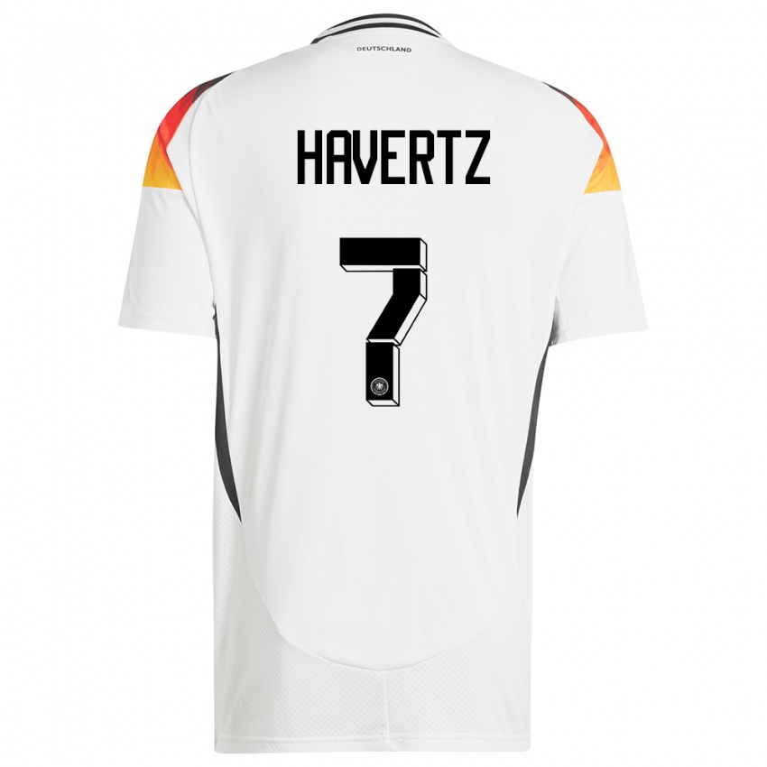 Donna Maglia Germania Kai Havertz #7 Bianco Kit Gara Home 24-26 Maglietta