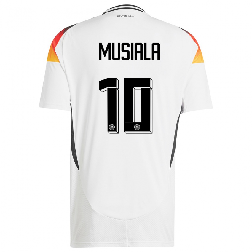 Donna Maglia Germania Jamal Musiala #10 Bianco Kit Gara Home 24-26 Maglietta