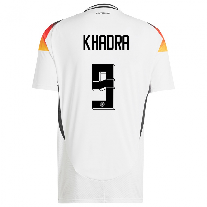 Donna Maglia Germania Reda Khadra #9 Bianco Kit Gara Home 24-26 Maglietta