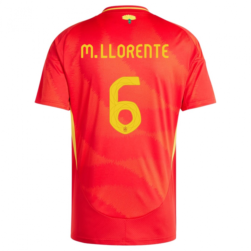 Donna Maglia Spagna Marcos Llorente #6 Rosso Kit Gara Home 24-26 Maglietta