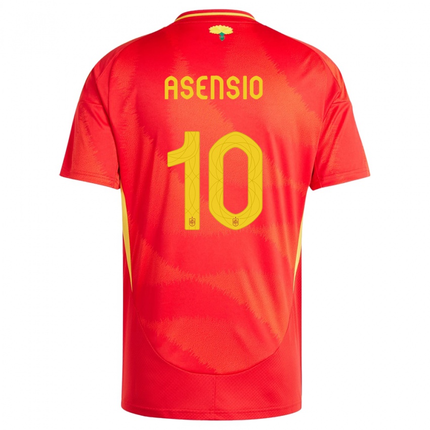 Donna Maglia Spagna Marco Asensio #10 Rosso Kit Gara Home 24-26 Maglietta