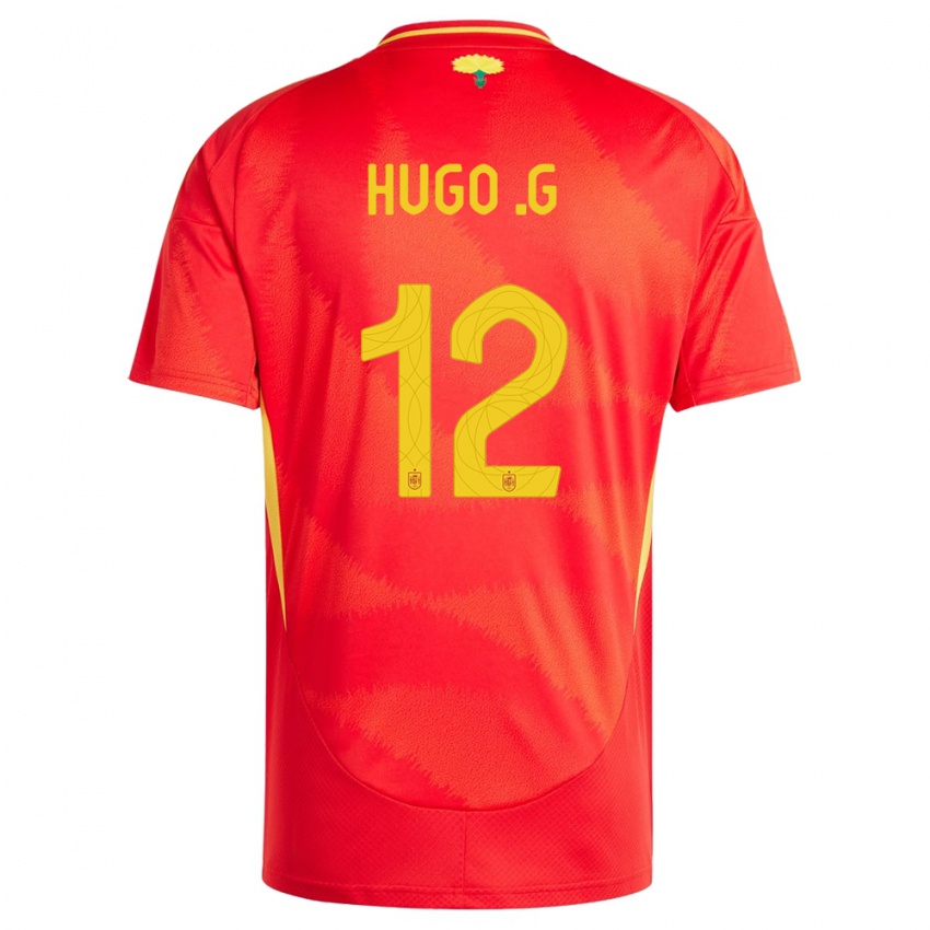 Donna Maglia Spagna Hugo Guillamon #12 Rosso Kit Gara Home 24-26 Maglietta