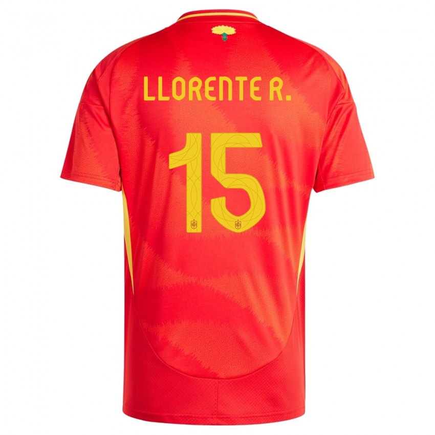 Donna Maglia Spagna Diego Llorente #15 Rosso Kit Gara Home 24-26 Maglietta