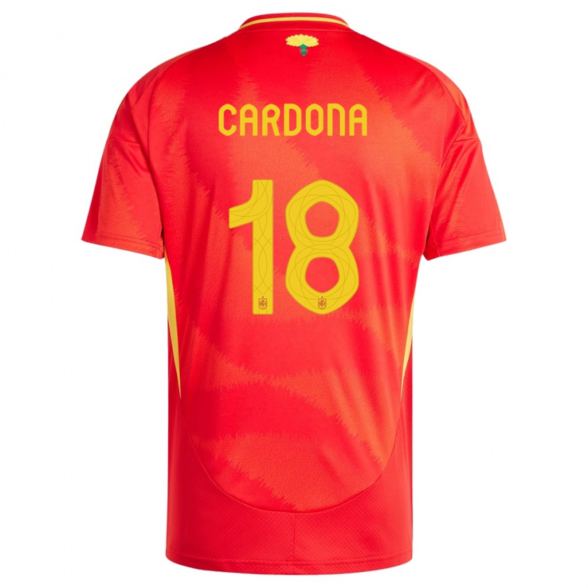 Donna Maglia Spagna Marta Cardona #18 Rosso Kit Gara Home 24-26 Maglietta