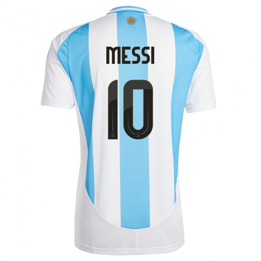 Donna Maglia Argentina Lionel Messi #10 Bianco Blu Kit Gara Home 24-26 Maglietta