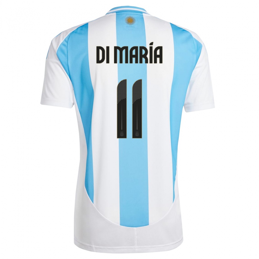 Donna Maglia Argentina Angel Di Maria #11 Bianco Blu Kit Gara Home 24-26 Maglietta