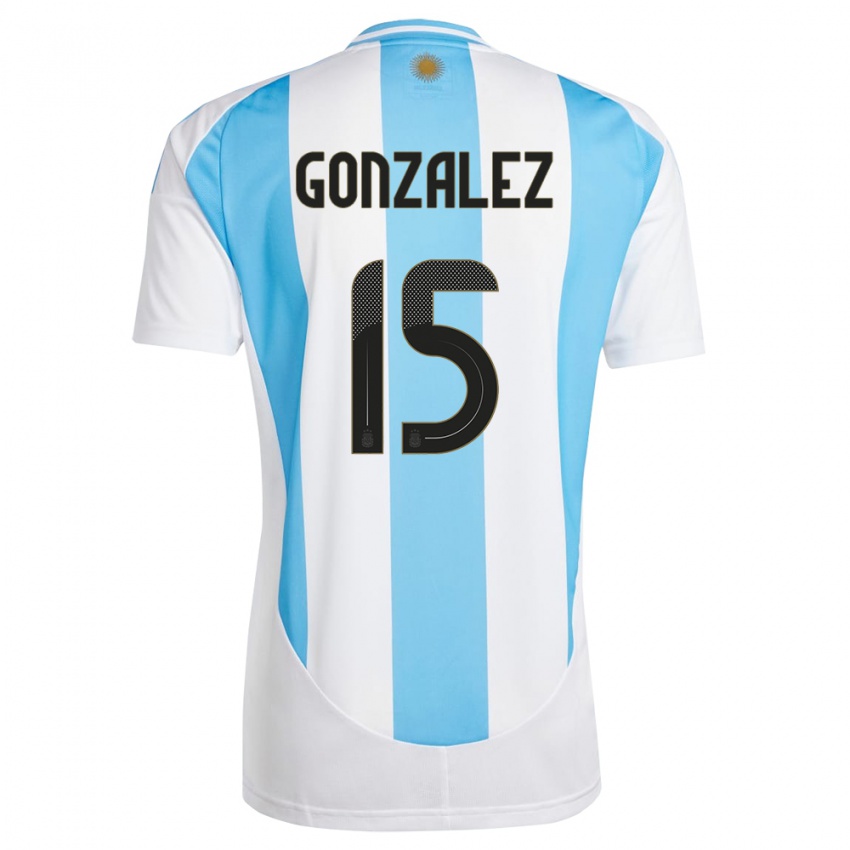 Donna Maglia Argentina Nicolas Gonzalez #15 Bianco Blu Kit Gara Home 24-26 Maglietta