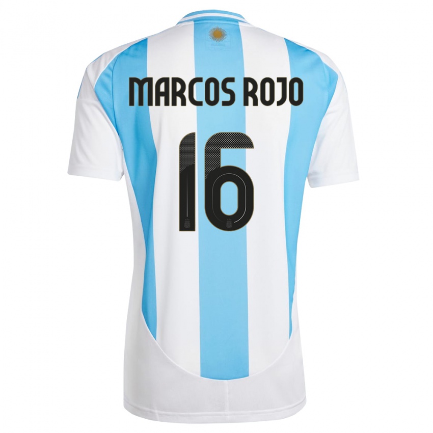 Donna Maglia Argentina Marcos Rojo #16 Bianco Blu Kit Gara Home 24-26 Maglietta