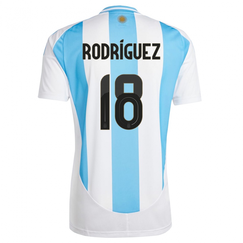 Donna Maglia Argentina Guido Rodriguez #18 Bianco Blu Kit Gara Home 24-26 Maglietta