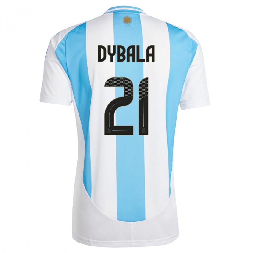 Donna Maglia Argentina Paulo Dybala #21 Bianco Blu Kit Gara Home 24-26 Maglietta