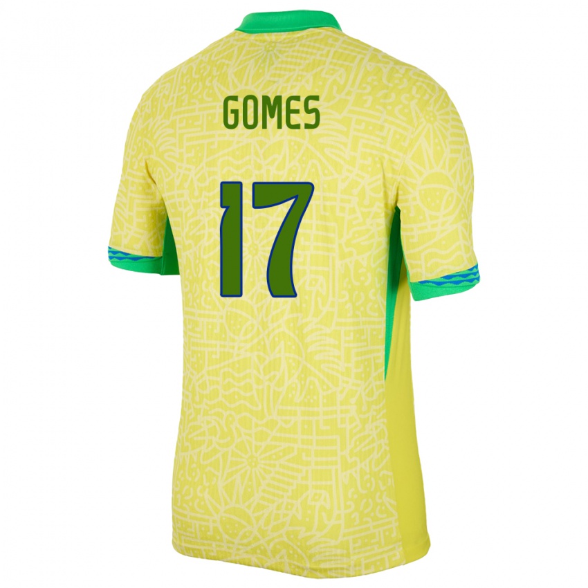 Donna Maglia Brasile William Gomes #17 Giallo Kit Gara Home 24-26 Maglietta