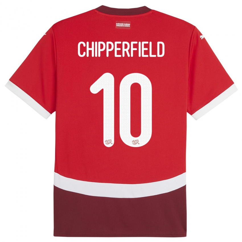 Donna Maglia Svizzera Liam Chipperfield #10 Rosso Kit Gara Home 24-26 Maglietta