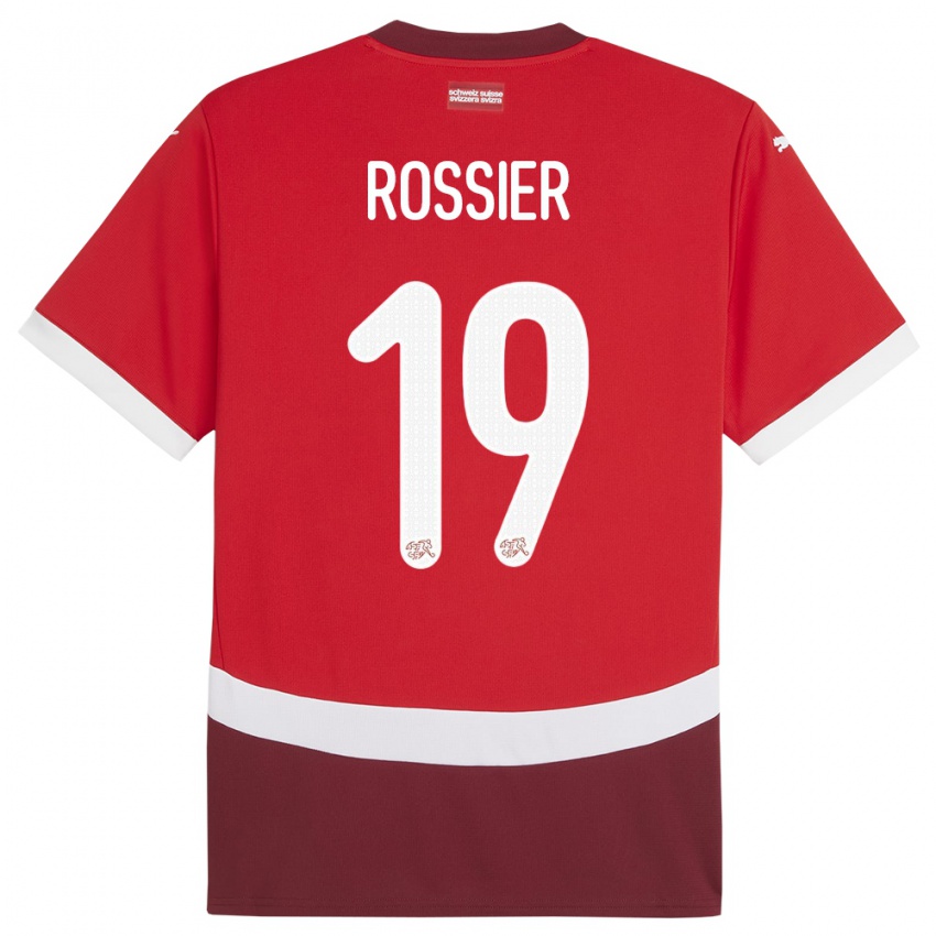 Donna Maglia Svizzera Evan Rossier #19 Rosso Kit Gara Home 24-26 Maglietta