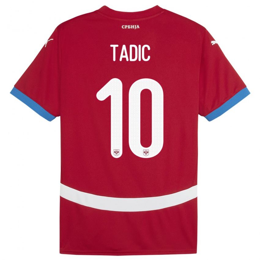 Donna Maglia Serbia Dusan Tadic #10 Rosso Kit Gara Home 24-26 Maglietta