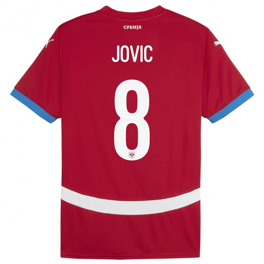 Donna Maglia Serbia Luka Jovic #8 Rosso Kit Gara Home 24-26 Maglietta