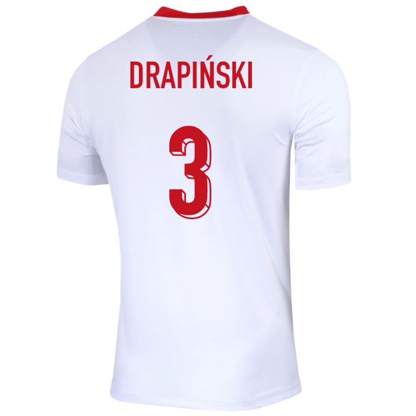 Donna Maglia Polonia Igor Drapinski #3 Bianco Kit Gara Home 24-26 Maglietta