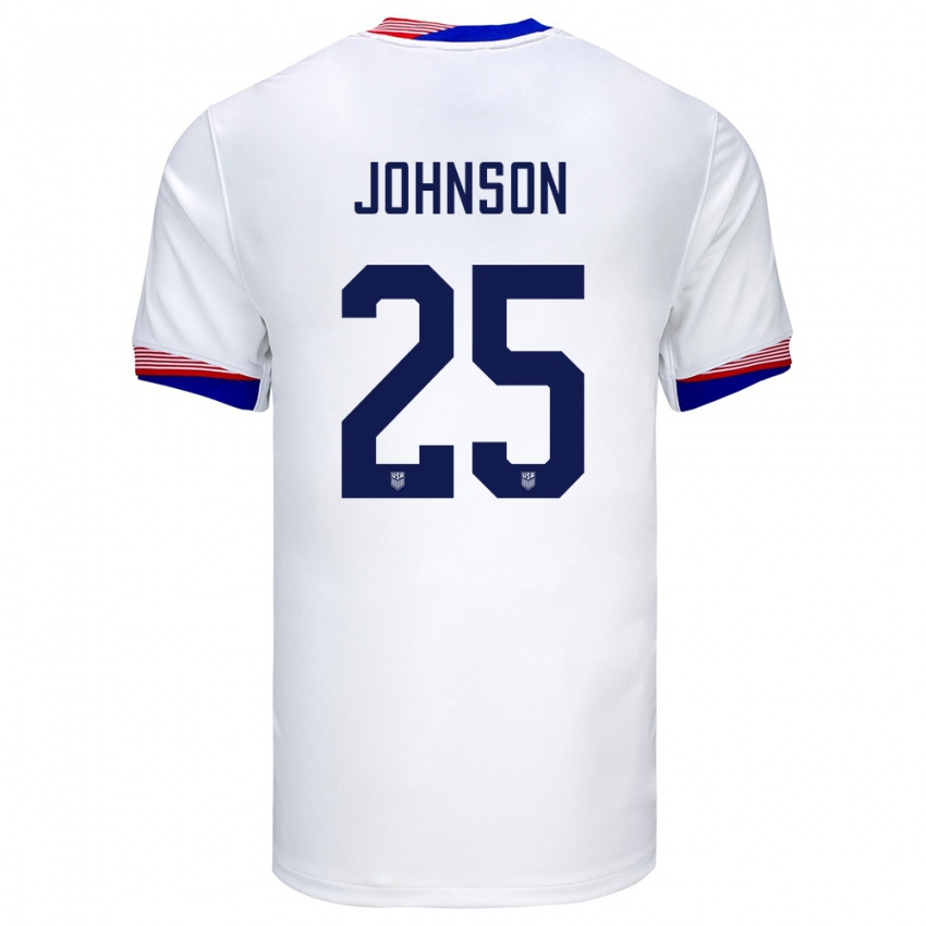 Donna Maglia Stati Uniti Sean Johnson #25 Bianco Kit Gara Home 24-26 Maglietta