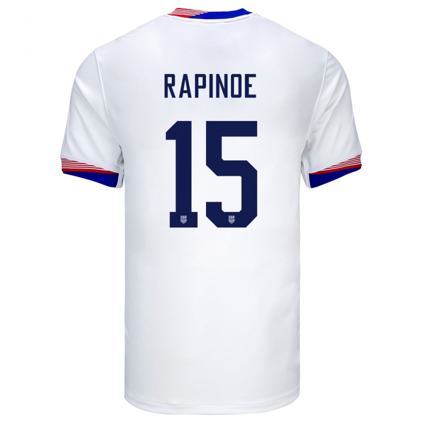 Donna Maglia Stati Uniti Megan Rapinoe #15 Bianco Kit Gara Home 24-26 Maglietta