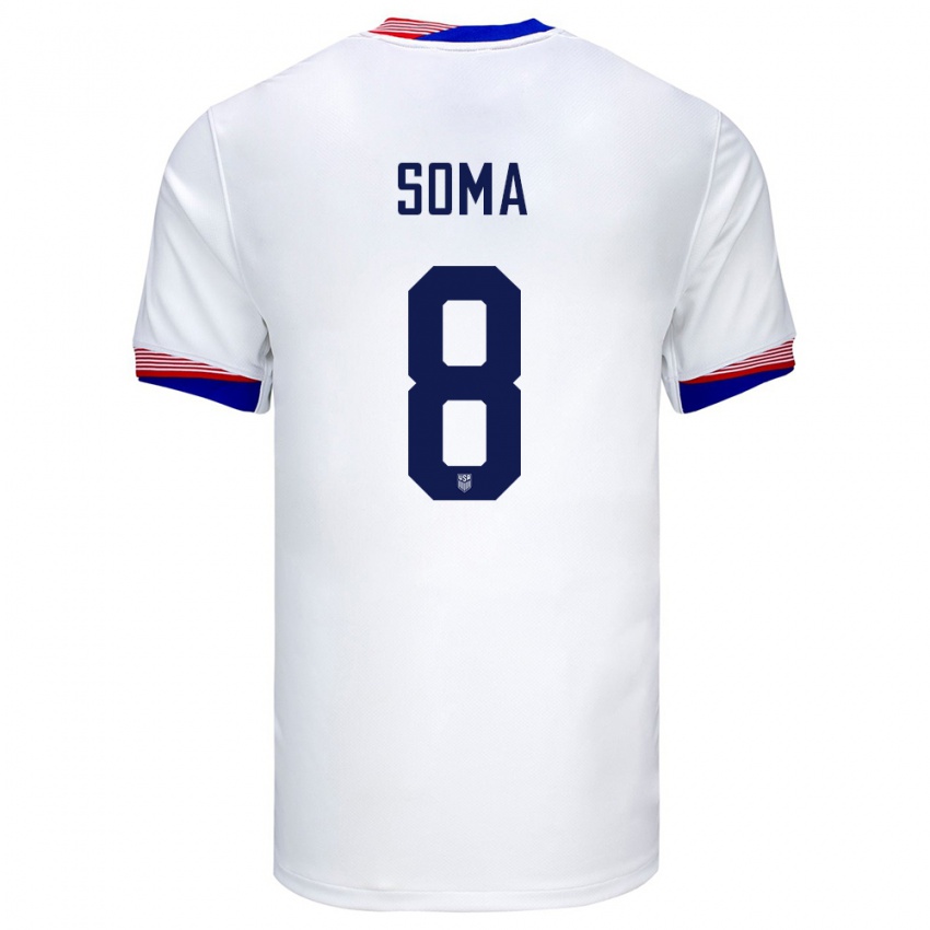 Donna Maglia Stati Uniti Pedro Soma #8 Bianco Kit Gara Home 24-26 Maglietta