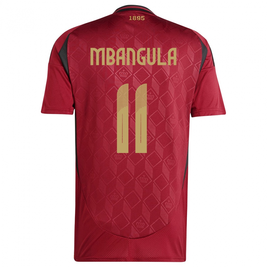 Donna Maglia Belgio Samuel Mbangula #11 Borgogna Kit Gara Home 24-26 Maglietta