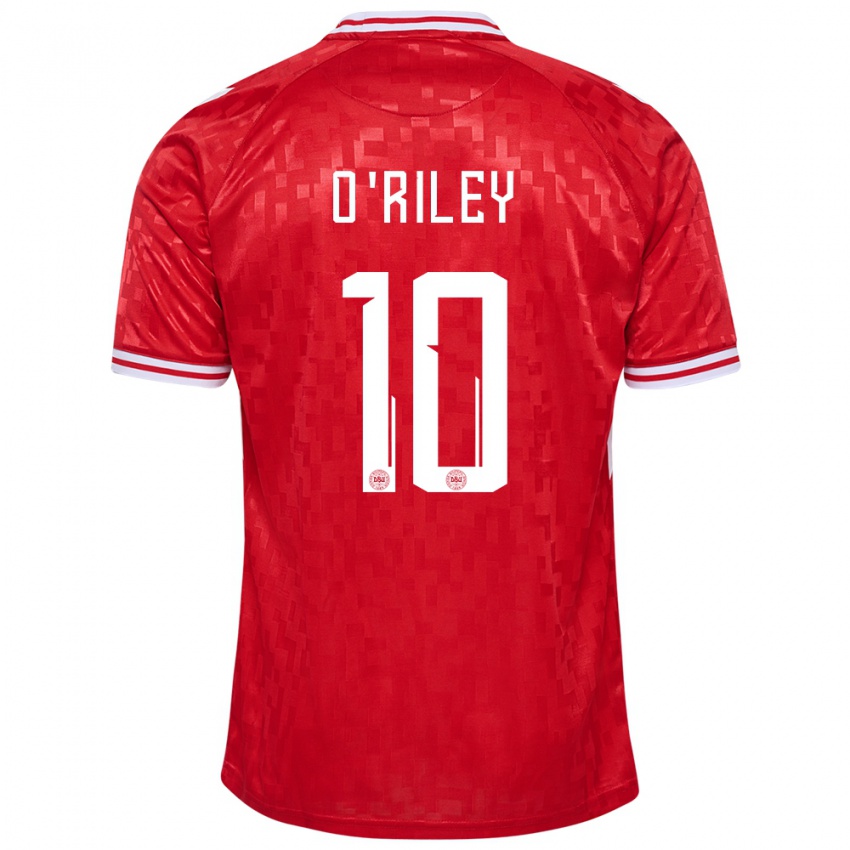 Donna Maglia Danimarca Matt O Riley #10 Rosso Kit Gara Home 24-26 Maglietta