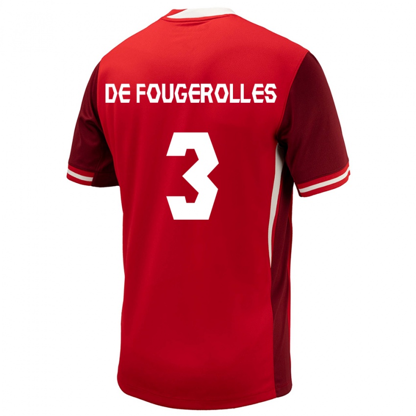 Donna Maglia Canada Luc De Fougerolles #3 Rosso Kit Gara Home 24-26 Maglietta