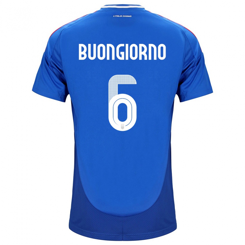 Donna Maglia Italia Alessandro Buongiorno #4 Blu Kit Gara Home 24-26 Maglietta