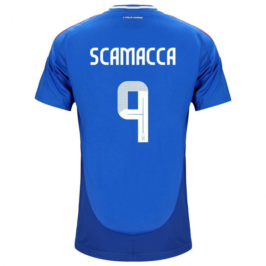 Donna Maglia Italia Gianluca Scamacca #9 Blu Kit Gara Home 24-26 Maglietta