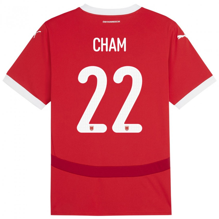 Donna Maglia Austria Muhammed Cham #22 Rosso Kit Gara Home 24-26 Maglietta