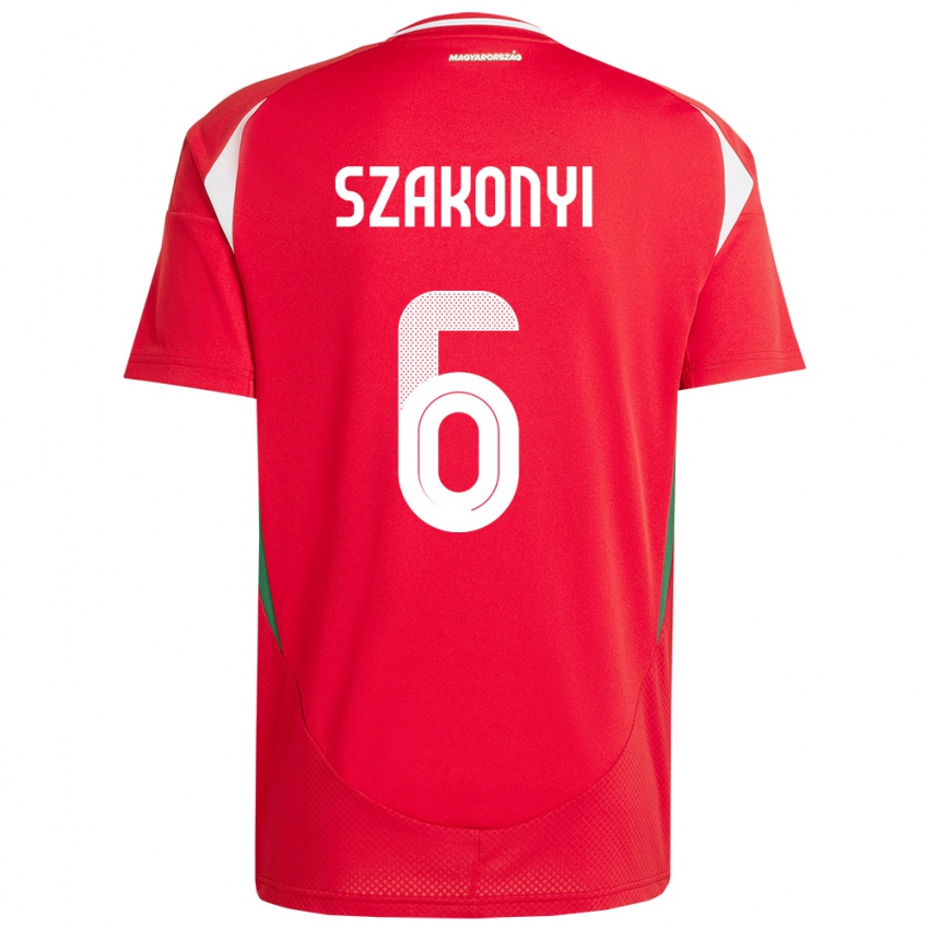 Donna Maglia Ungheria Emese Szakonyi #6 Rosso Kit Gara Home 24-26 Maglietta