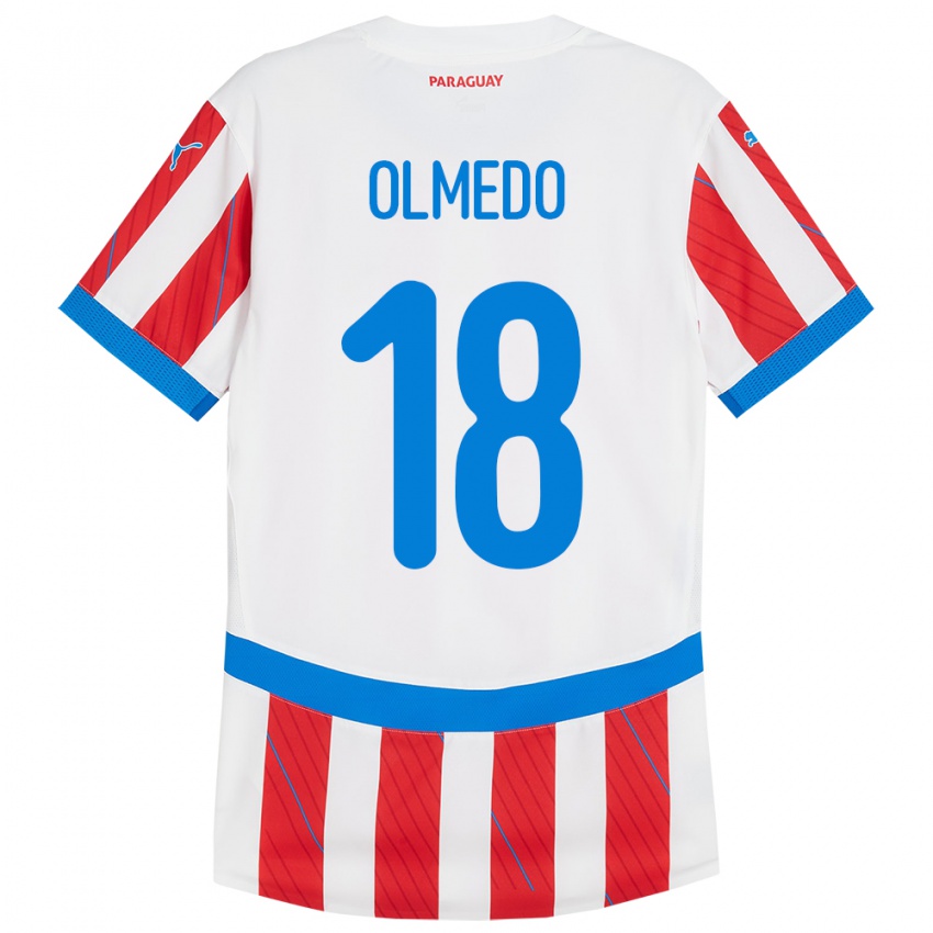 Donna Maglia Paraguay Cesar Olmedo #18 Bianco Rosso Kit Gara Home 24-26 Maglietta