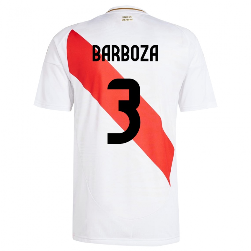 Donna Maglia Perù Matías Barboza #3 Bianco Kit Gara Home 24-26 Maglietta