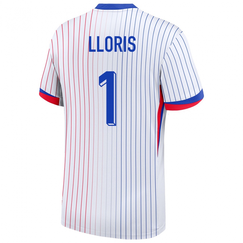 Donna Maglia Francia Hugo Lloris #1 Bianco Kit Gara Away 24-26 Maglietta