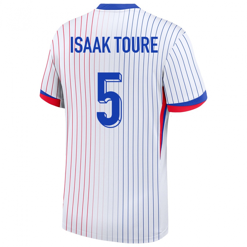 Donna Maglia Francia Souleymane Isaak Toure #5 Bianco Kit Gara Away 24-26 Maglietta